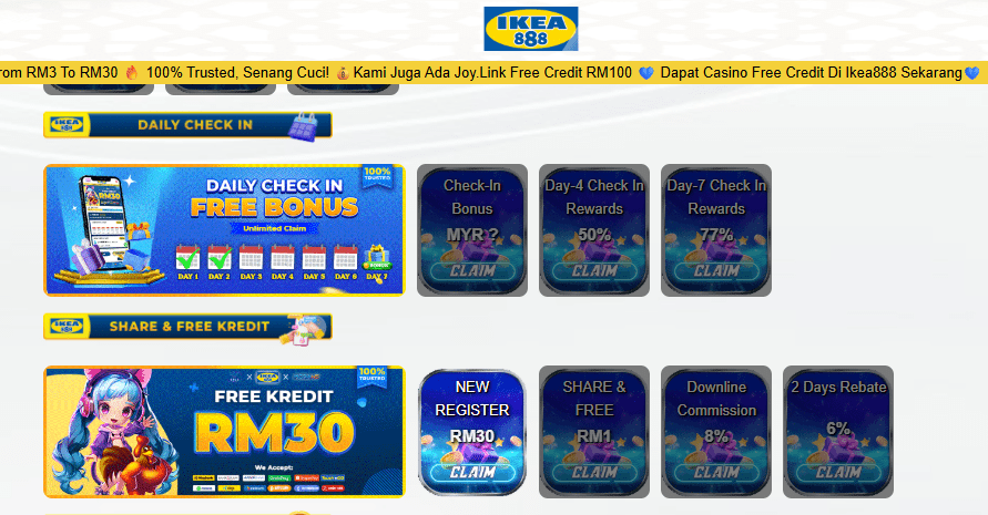 Image showing Ikea888 free kredit bonus category